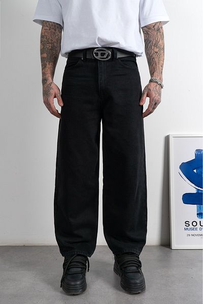 UKHWD SUPPLY Black Wide Leg Skater Baggy Men's Jean Pants