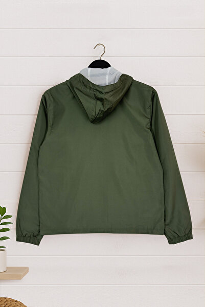 BESSA Χακί αδιάβροχο εύφλεκτο εποχιακό ύφασμα με κουκούλα με φερμουάρ τσέπη με δίχτυ εσωτερικό σχέδιο ανδρικό