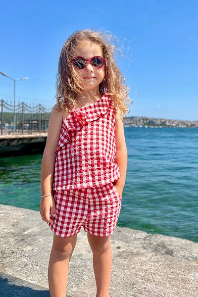 minojoy Red Gingham Girl's Blouse