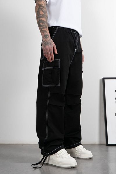 UKHWD SUPPLY Men's Cargo Pants - Reverse Stitching, Parachute Pocket, Uk1294Syby