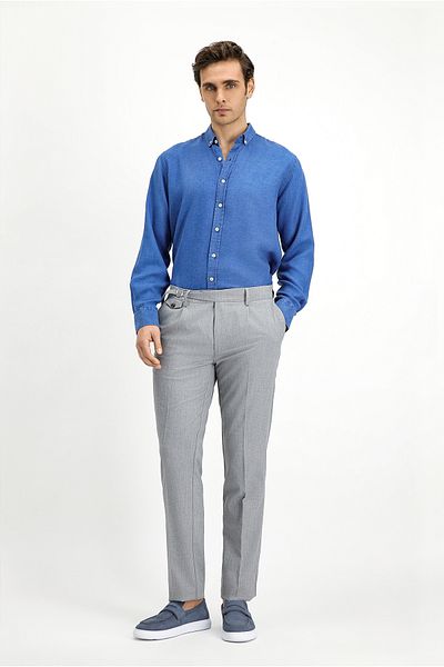 Kiğılı Slim Fit Slim Fit Lycra Patterned Buckle Pleated Classic Fabric Trousers