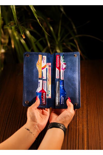 Derimoda Genuine Leather Handmade Long Wallet with Phone Compartment Men Women Vintage Wallet