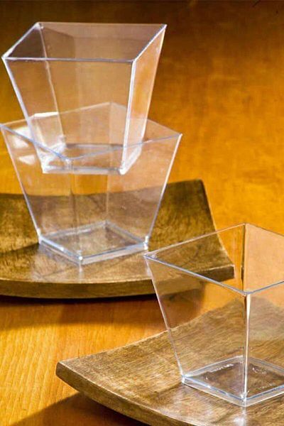 ATG4X4 25 Pieces Transparent Plastic Prism Cubic Bowl - 200cc Mica Presentation Bowl