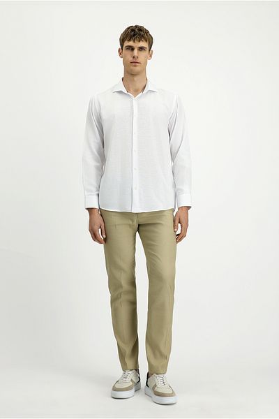 Kiğılı Long Sleeve Classic Print Cotton Easy-Iron Shirt