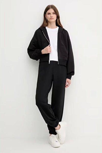 Calvin Klein A- FRENCH TERRY BADGE LOGO FZ HO Kadın Siyah Eşofman Üstü LV047C...