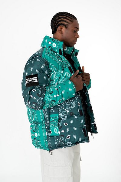 No Future Urban Paisley Men's Puffer Coat Jacket Nf0503Ys
