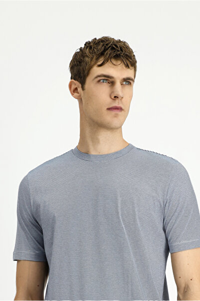 Kiğılı Μπλουζάκι από βαμβακερό Mercerized με ριγέ λαιμόκοψη και κανονική εφαρμογή