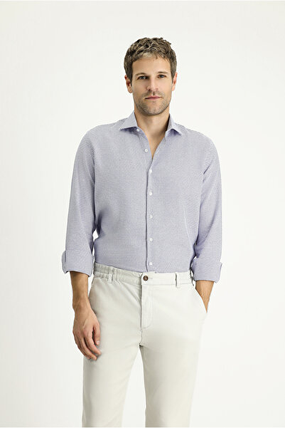 Kiğılı Long Sleeve Slim Fit Slim Fit Classic Patterned Cotton Shirt