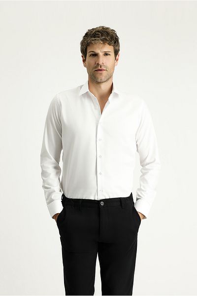 Kiğılı Long Sleeve Slim Fit Slim Fit Classic Cotton Easy-Iron Shirt