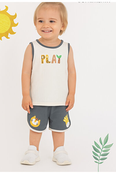 BABİDO Boys' "Play Printed Baby Boy Shorts Set 2 Piece Summer Tank & Shorts S...