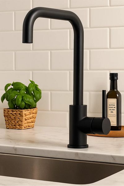 Sardıcı Black L Pipe Kitchen Faucet Tap