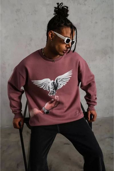 Silerra    Men's Dove Printed Sweatshirt - Dusty Rose