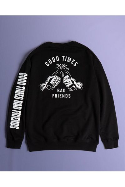 Goldffinch Good Times Bad Friends Oversize Men's Sweatshirt Gf1149sy