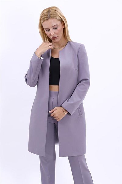 ÖNDER ÖZSOY O-Neck Plain Long Jacket-Anthracite