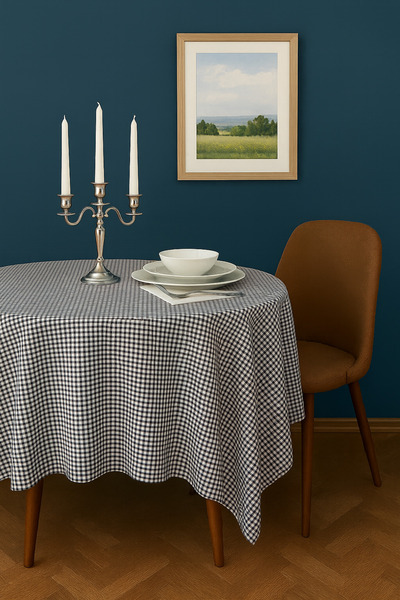 EvRossa مفرش طاولة مربعات صغيرة باللون الأسود، مفرش طاولة للنزهة