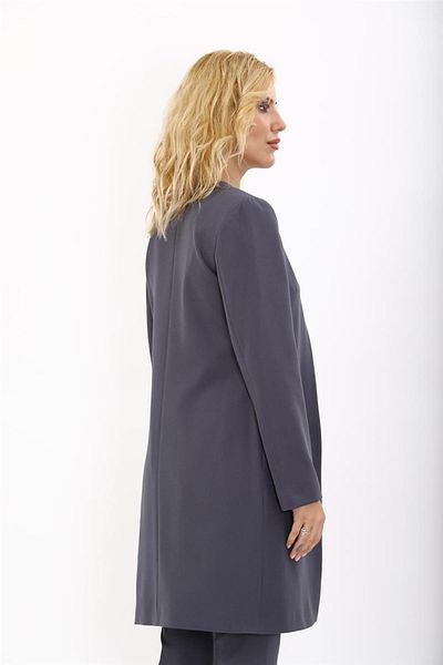 ÖNDER ÖZSOY O-Neck Plain Long Jacket-Smoked