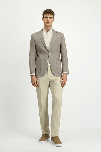 Kiğılı Muscle Fit Linen Blend Striped Sports Jacket