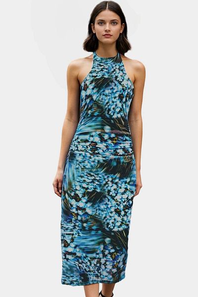 PayBuy Maxi Leopard Print Bodycon Dress 95% Polyester Lined Halter Neck Stylish Look