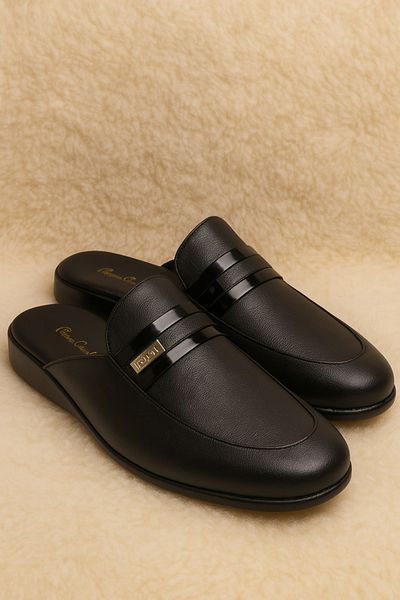 Pierre Cardin Papuci negri din piele pentru bărbați L1.PC.004.0A.12.05