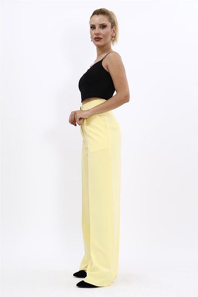 ÖNDER ÖZSOY High Waist Wide Leg Trousers-Yellow