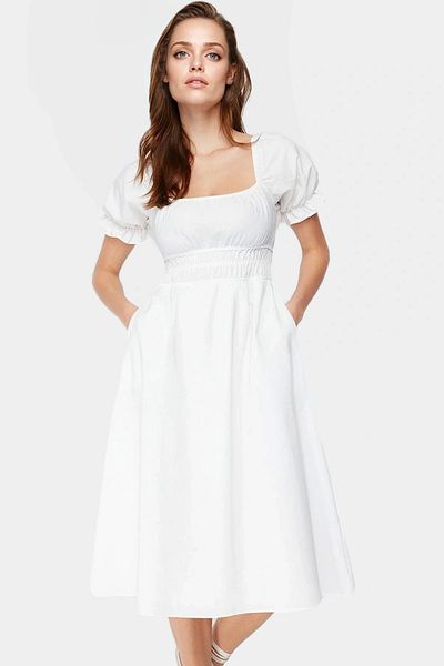 PayBuy Women's Summer Cotton Skater Dress Square Collar Short Sleeve Comfortable Casual and Stylish Quality Craftsmanship