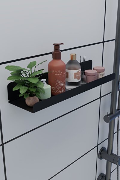 risingmaber 3M Ultra Güçlü Yapışkanlı Siyah Mutfak&Banyo Rafı, Çok Amaçlı Organizer Raf 2 Adet MT96S