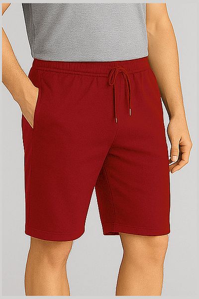 wingetstar Red Men's Bermuda Shorts - 85% Cotton, 15% Polyester, Comfortable Fit, Casual