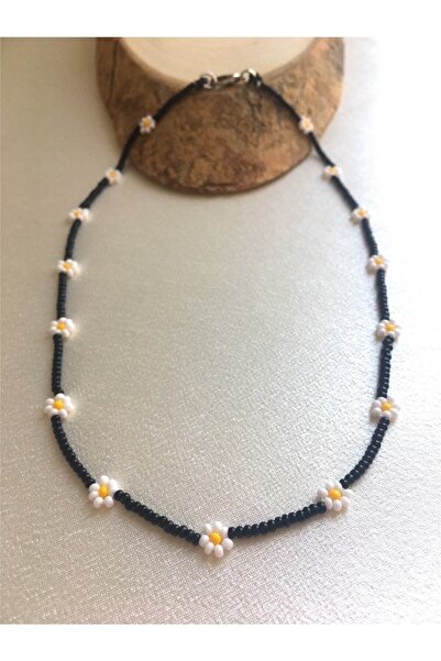 Handmade Minimal Boncuk Papatya Kolye