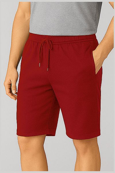 wingetstar Red Men's Bermuda Shorts - 85% Cotton, 15% Polyester, Comfortable Fit, Casual