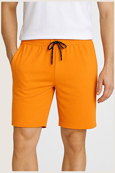 wingetstar Erkek Turuncu Rahat Kalıp Günlük Bermuda Şort