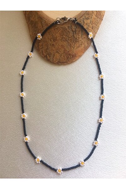 Handmade Minimal Boncuk Papatya Kolye