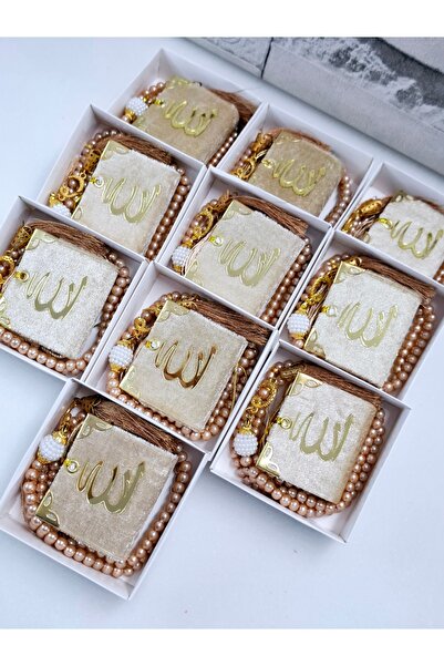 hira tasarım 10 ADET İP ASKILI PÜSKÜLLÜ MİNİ KURANI KERİM İNCİ TESBİH HEDİYELİK