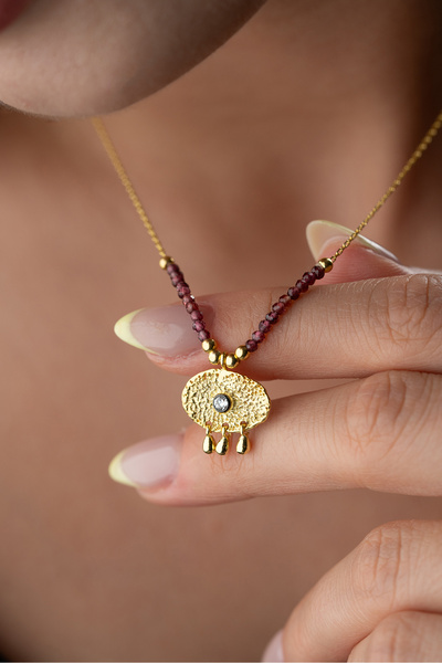 Silvano Jewelry 925 Ayar Gümüş Boncuklu Süryani Gözü Kolye