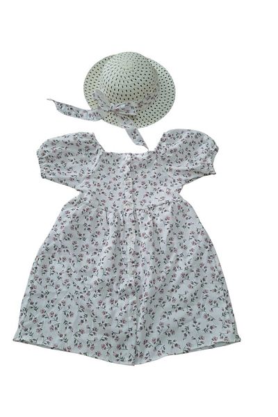 Tosyalı Burak Bebe Children's Hat Muslin Dress with Flower Print