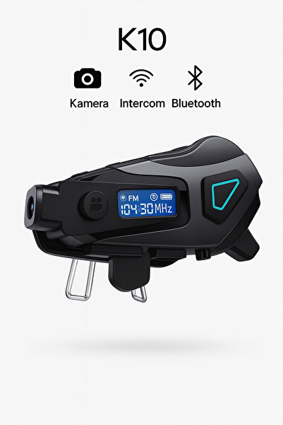 electroawm K10 Kameralı Bluetooth Motosiklet Kask İnterkomu Su Geçirmez HD Kayıt 32 GB SD Kart Hediyeli