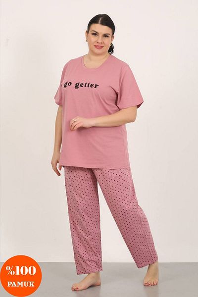 dealp Women's Oversized 100% Cotton Plus Size Short Sleeve Summer Pajama Set with Pockets