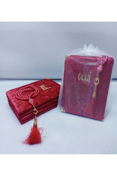 hira tasarım Hediyelik 5 Adet Kadife Kaplı Yasin Mevlüt Kitabı Inci Tesbih Tü...