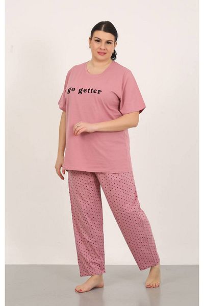 dealp Women's Oversized 100% Cotton Plus Size Short Sleeve Summer Pajama Set with Pockets