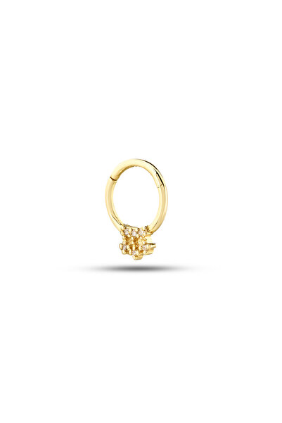 Akar Jewellery 14 Ayar Altın Pırlanta Motifli Halka Piercing