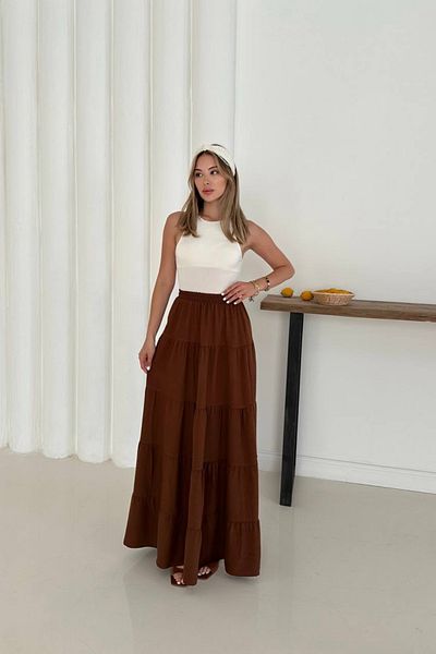 verabelle Women's New Trend High Waist Maxi Length Layered Ruffle Skirt
