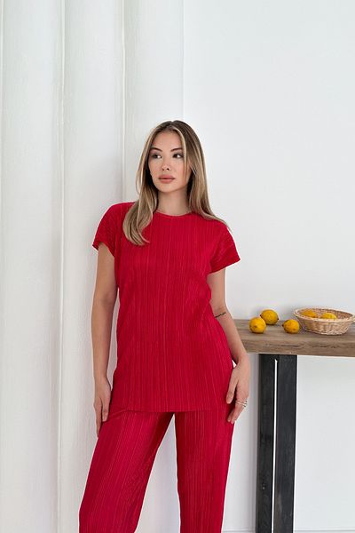 MODAMİNEM Women's Pleated Casual Blouse Pocket Detailed Trousers Set