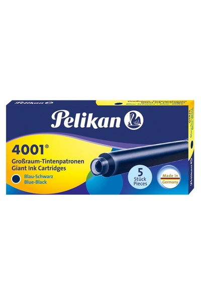 Pelikan 4001 Uzun Mürekkep Kartuşu 5`li Kutu Mavi-siyah