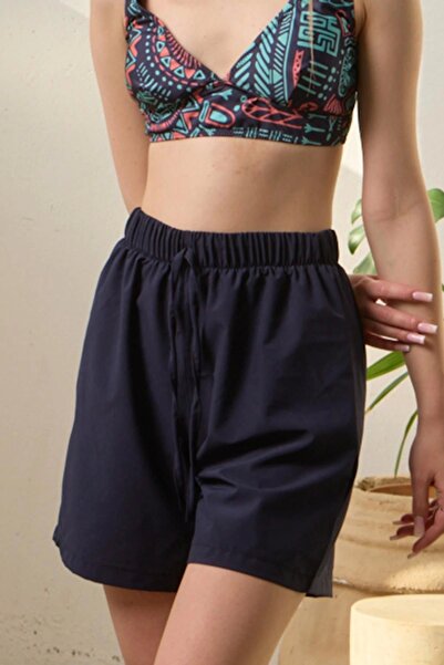 Starinci Mayo Deniz Şortu Kadın Lacivert Esnek Paraşüt