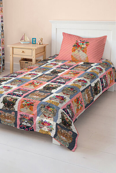 Realhomes Colorful Floral Cat Patterned Modern Pastel Girls & Teenagers Singl...