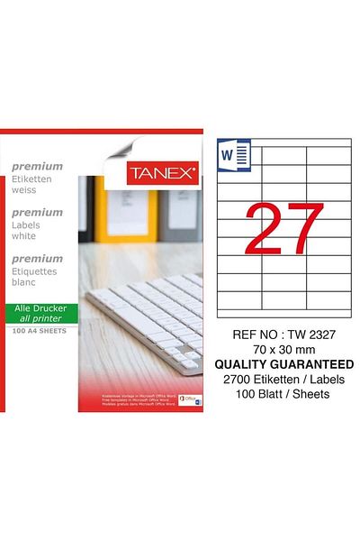 Tanex Tw-2327 70mmx30mm Αυτοκόλλητο 100 Φύλλων
