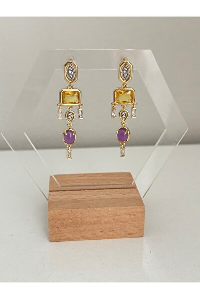 mibrillo Brand Equivalent Fashionable Earrings with Colored Stones