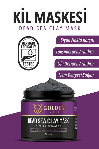 golden veil Collagen Dead Sea Clay Mask Blemish, Removal and Blackhead Remover Mask 150Gr