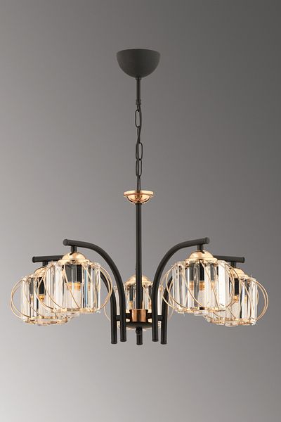 ESSLİGHT Molde 5 Li Gold Chandelier (Crystal Stone) Living Room Bedroom Kitchen Young Room Office
