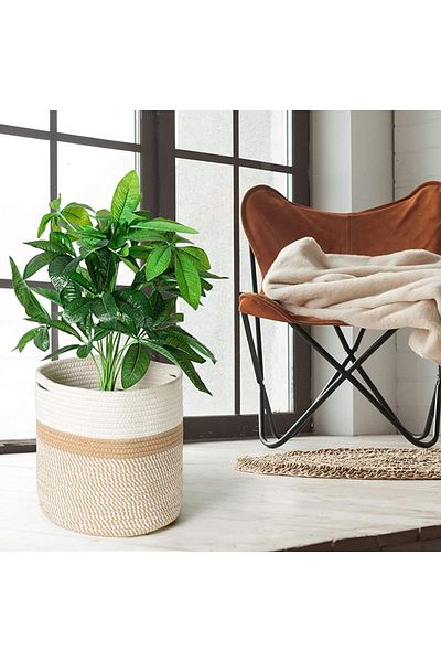 Generic Multi-Functional Cotton Rope Woven Storage Basket Multicolour