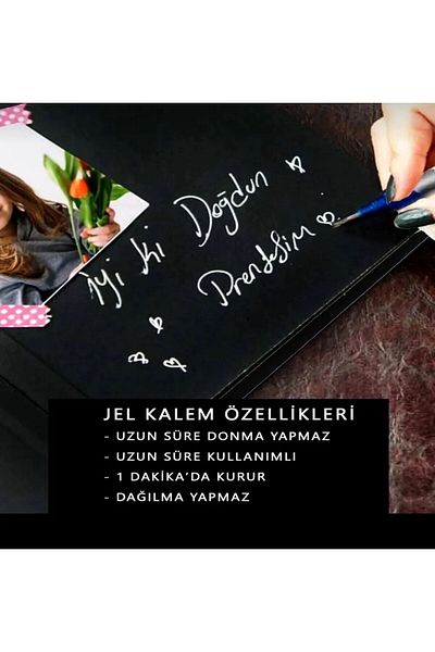asel sanat Άλμπουμ Αναμνήσεων - Τετράδιο Αναμνήσεων - Μαύρο Τετράδιο Αναμνήσεων 10 Φύλλα Στυλό Gel Pensan + Αυτοκόλλητο Δώρο